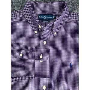 Ralph Lauren Classic Fit Vintage Y2K Purple Grid Plaid Shirt Men's 16 34/35